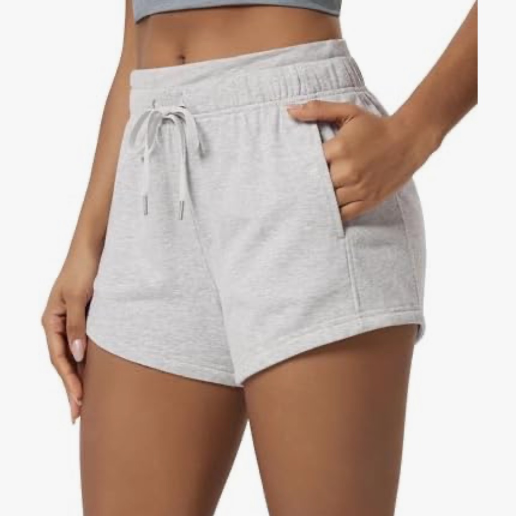 High-Waist Women's Athletic Shorts Light Gray Size Xl. Nwt